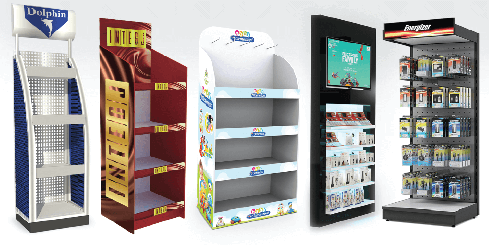 display stands in different designs.